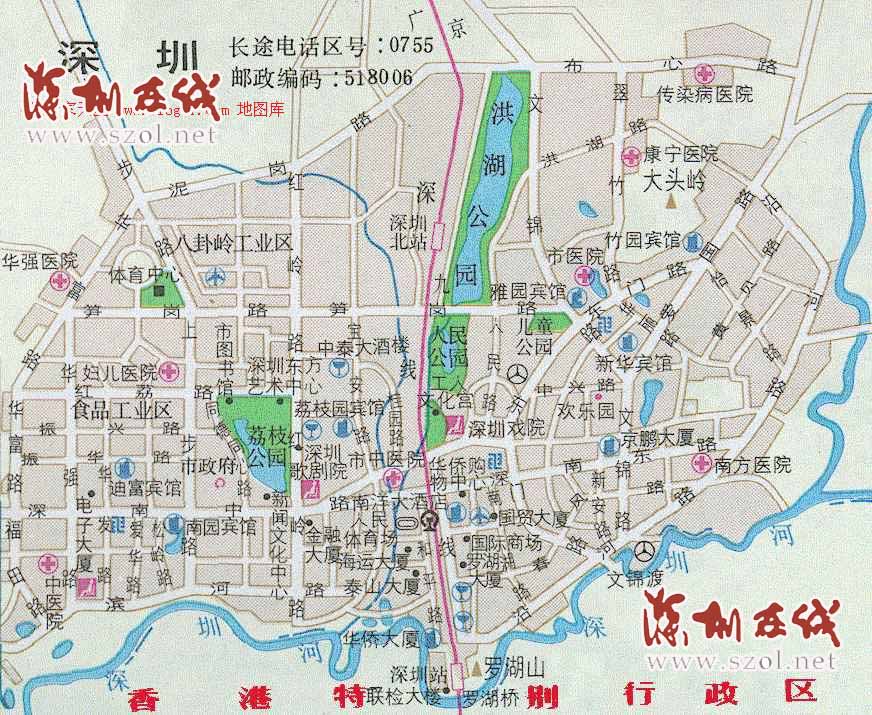 1982年1月,设立罗湖行政区,辖整个深圳深圳罗湖区地图; 东门地图